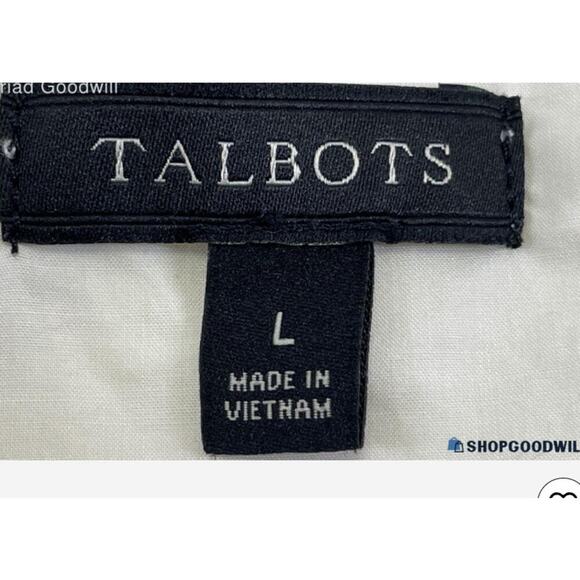 Women’s L Talbots Scenic France Classic Cotton Shirt Paris Print Button Up L - Picture 3 of 5